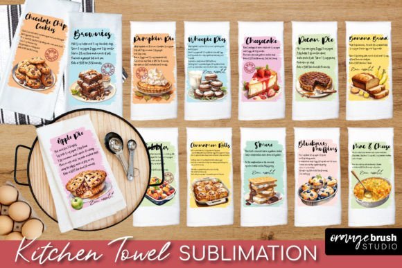 Baking Recipe Kitchen Towel PNG Bundle