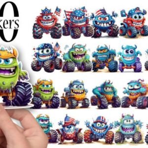 Stickers for Kids, Cute Monster Trucks