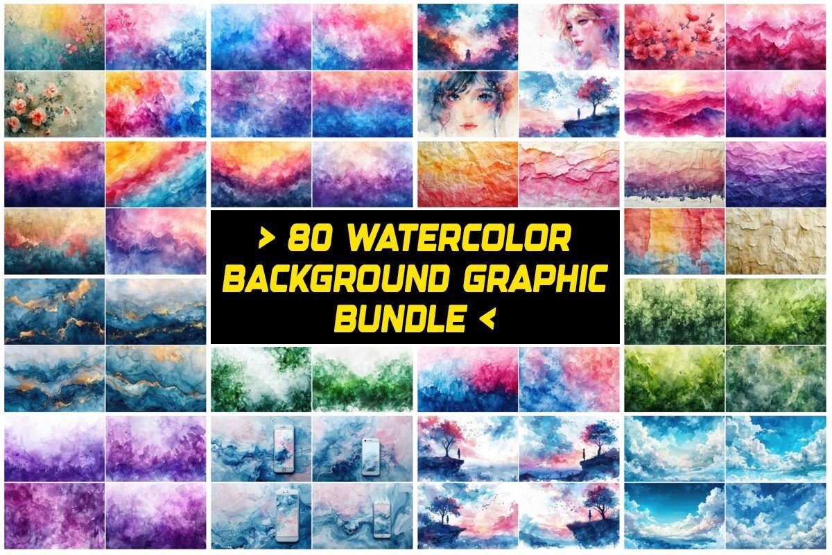 Watercolor Background Graphic Bundle
