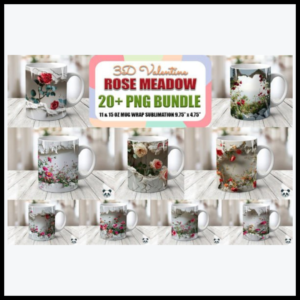 Valentine's Day Rose Meadow 3D Mug Wrap Bundle