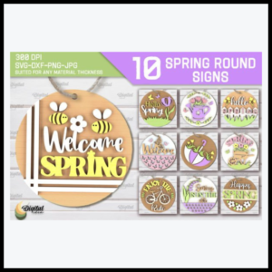 Spring Round Signs Laser Cut Bundle