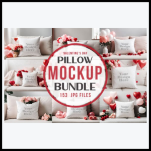 Valentine's Day Pillow Mockup Bundle