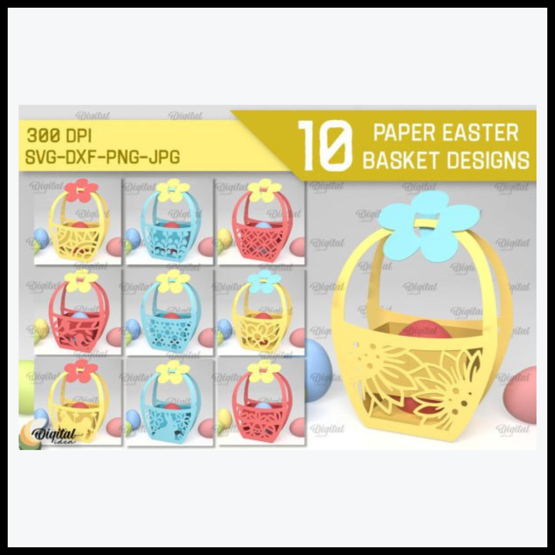 3D Easter Basket Paper Cut Bundle