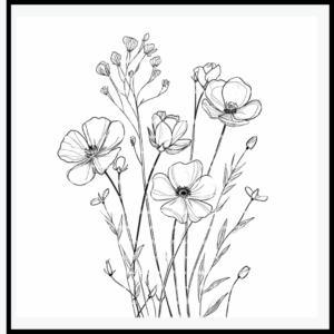 black white floral 3