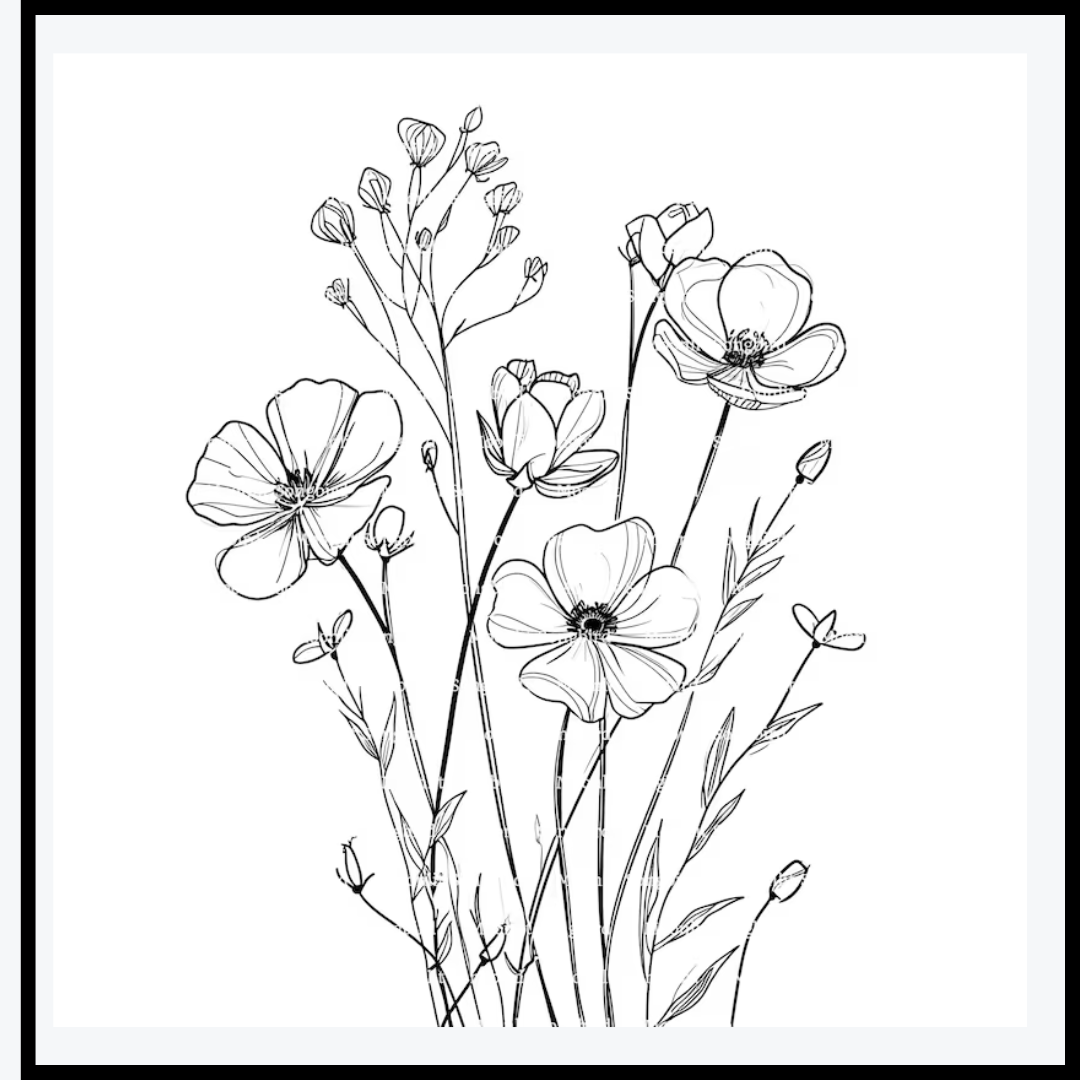 black white floral 3