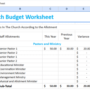 Church Budget Worksheet Template.xlsx