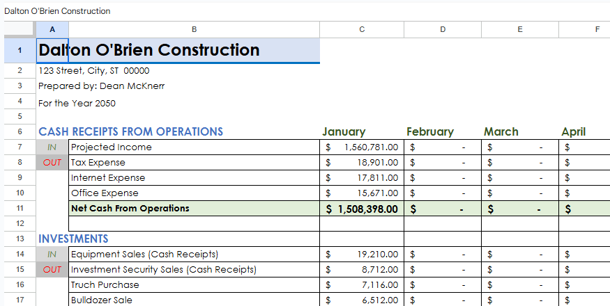 Free Home Remodeling Cash Flow Planner Template.x