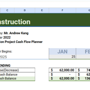 Construction Project Cash Flow Planner Template.x