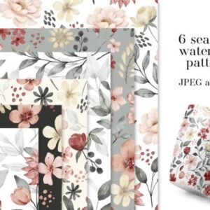 Digital Paper, Patterns with Flowers