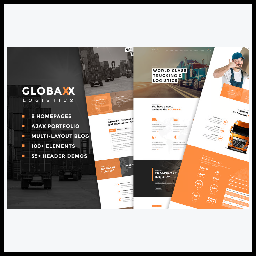 elements globax logistics wordpress theme woocommerce